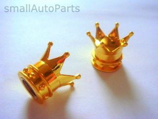 Gold Crown Tire/Wheel stem air VALVE CAPS COVERS for Motorcycle