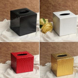 Colorful Square PU Leather Tissue Box Cover Paper Holder Home Decor 12