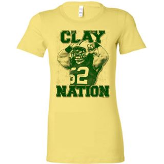 LADIES CUT CLAY NATION T Shirt GOLD/Yellow   CLAY MATTHEWS Green Bay