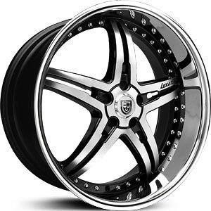22 inch Staggered Lexani LX 15 black SS Lip wheel rim 5x5 5x127