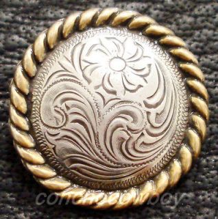 listed Set of 6 WESTERN ANTIQUE GOLD ROPE EDGE SADDLE CONCHOS 1 inch