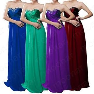 Bridal Prom Formal Strapless Beads Gown Cocktail Party Long A line