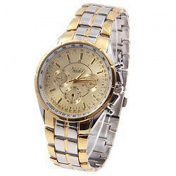Rosra Steel Quartz Watch for Men with Strips Indicate Time Round Dial