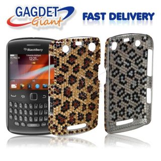 Gold Leopard Print Bling Diamond Back Case Cover FOR Blackberry Curve