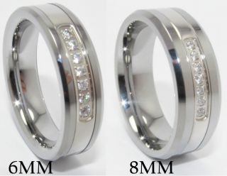 CARBIDE WEDDING RING CZ BAND 6MM, 8MM   R40068214N SIZE 8 to 14.5