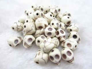20 Turquoise Carved Skull Head Loose Beads Jewelry Charms Beads 10x8mm