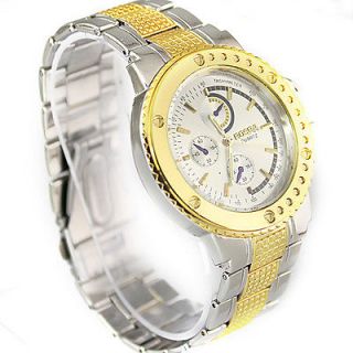 Elegant Golden Mens Watches Hours Analog Quartz Dress Wrist Watches