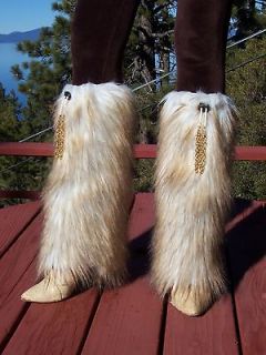 NWT Elegant Fox Faux Fur Leg Muffs with Silver boot covers leggings