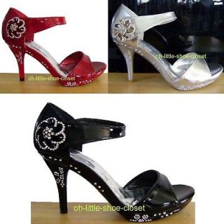 Black & Red & Silver 3.5 Dress Pageant Prom Dance Heel Pump Shoes