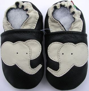 (carozoo) soft sole leather baby shoes slippers elephant black 5 6y