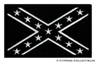 CONFEDERATE FLAG EMBROIDERED PATCH REBEL DIXIE   BLACK