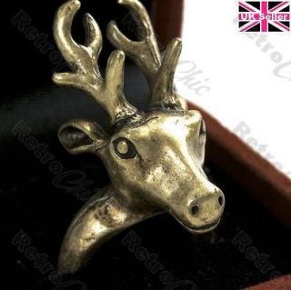 STAG HEAD quality ANTLERS RING gold/silver pltd vintage brass S,M,L,XL