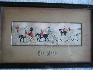 VICTORIAN STEVENGRAPH, 1880s, The Meet,silk embroidery, FOX HUNTING