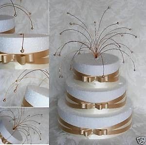 Gold Pearl Fountain Cake Topper   Wedding Birthday Anniversary