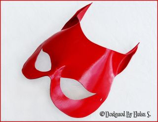 CAT WOMAN RED LEATHER MASK MASQUERADE HALLOWEEN COSTUME