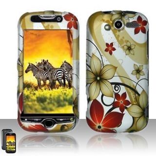 Red & Gold Flowers Hard Plastic Rubberized Design Case HTC myTouch 4G