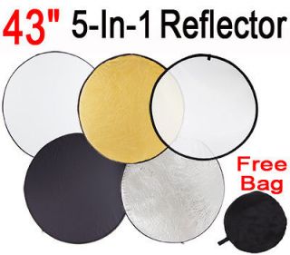43 5 in 1 Light Mulit Collapsible Disc Reflector 110cm For