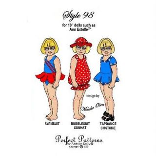 Doll Clothes Pattern for 10 Tonner Effanbee Patsy Swimsuit Bubblesuit