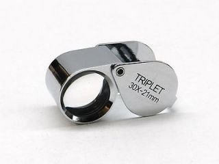 30X JEWELRY LOUPE JEWELERS TRIPLET 21MM SILVER LOUPE LEATHER CASE FREE