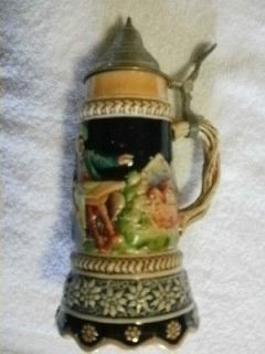 VINTAGE GERMAN STEIN WITH WIND UP MUSIC BOX THAT PLAYS FROHLICH ER