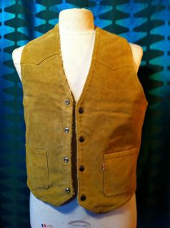 RARE 1950s LEVIS SHORTHORN SUEDE FLEECE WAISTCOAT L