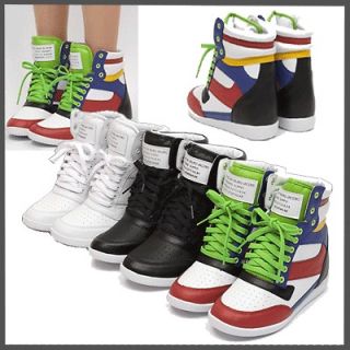 Hollywood Style New Womens High Top Hidden Heel Lace up Fashion