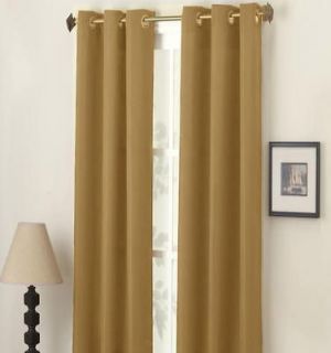 PANELS SOLID GOLD WINDOW COVERING CURTAIN FAUX SILK NEW 40X63