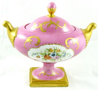 Kaiser W Germany Fine Porcelain Pink Gold Floral Footed double handled