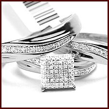 925 Silver 0.55 ct Diamond Wedding Mens & Womens Cheap Engagement Set