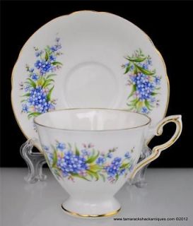 Royal Standard Fine Bone China Footed Cup & Saucer Blue Wildflowers