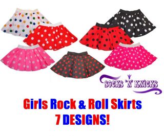 Girls One Size Polka Dot 1950s Rock & Roll Spotty Skirt Ages 5 to 10