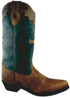 Smoky Mountain Womens Cross Leather Western Boot   Distress Brown