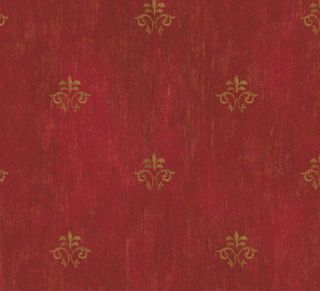 12/31cm Wallpaper SAMPLE Cranberry and Gold Fleur de Lis