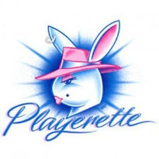 New Womens PLAYERETTE T Shirt Black White Gray Funny playboy playgirl