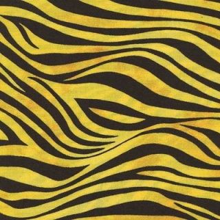 BLACK & GOLD/YELLOW TIGER SKIN PRINT Cotton Fabric BTY for Quilting