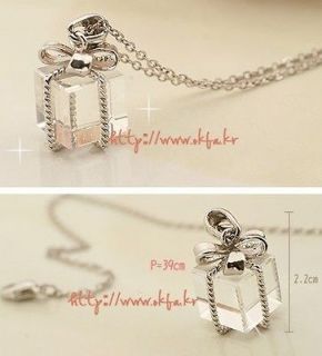Bowknot crystal box brief paragraph Necklace 17N2