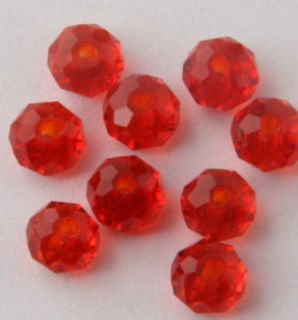 50pcs red glass crystal beads 6mm