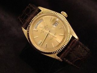 MENS 18K GOLD ROLEX DAY DATE PRESIDENT WATCH w/LEATHER