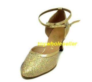 Ladies Latin Ballroom Salsa Gold / Glitter Modern Dance Shoes A112