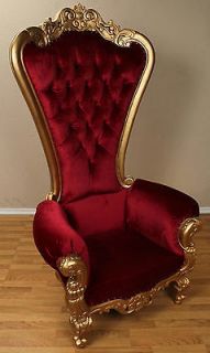 Mahogany Louis XV Beregere Armchair Regal Throne Chair Gold Red Velvet