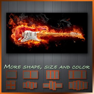 Fender Stratocaster Guitar On Fire  Modern Contemporary Wall Deco