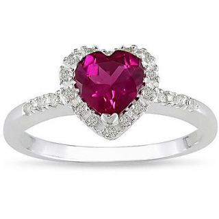 Miadora Sterling Silver Created Ruby and 1/10ct TDW Diamond Ring (J K
