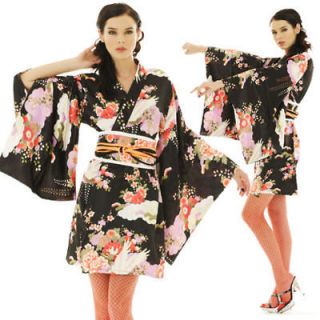 sexy japanese yukata robe kimono obi geisha mini dress