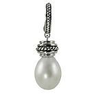 Sterling Silver White Freshwater Pearl Penda   STG OXIDIZED 11 12MM