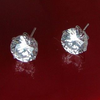 ROUND CUT MAN MADE Diamond Stud EARRINGS Solid 14K White GOLD MUST SEE