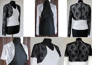 Wedding Black or White Soft Lace Bolero Shrug Jacket Stole UK Size 6