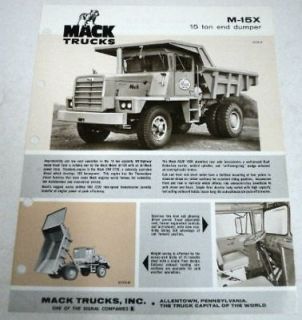 Mack 1974 M 15X 15 Ton Dump Truck Sales Brochure