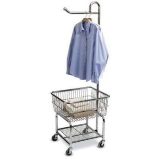 Laundry Cart Garment Organizer On Wheels w/ Clothing Basket & Valet