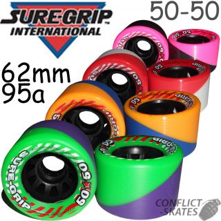 SURE GRIP 50/50 Wheels Roller Derby 2 Tone 95a Speed Skate Quad 8