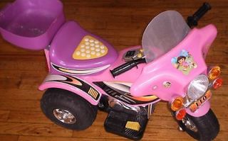 PINK BATTERY OPERATED 3 WHEEL DORA &POLICE MOTORCYCLE TOY FOR YOUR